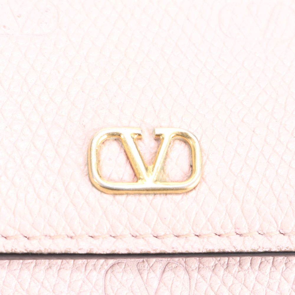 美品 ヴァレンティノ Vロゴ レザー 三つ折り 財布 コンパクト  