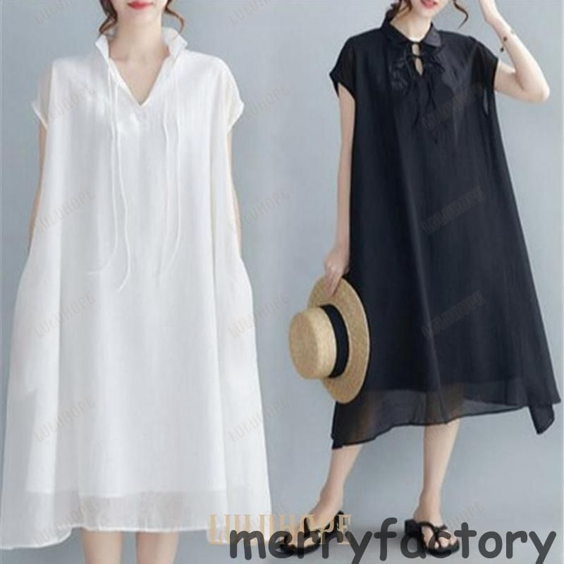 ワンピース シャツワンピース ロングシャツワンピ レディース 半袖 春 夏 チュニックシャツ 大きいサイズ 無地 おしゃれ ロングワンピー A