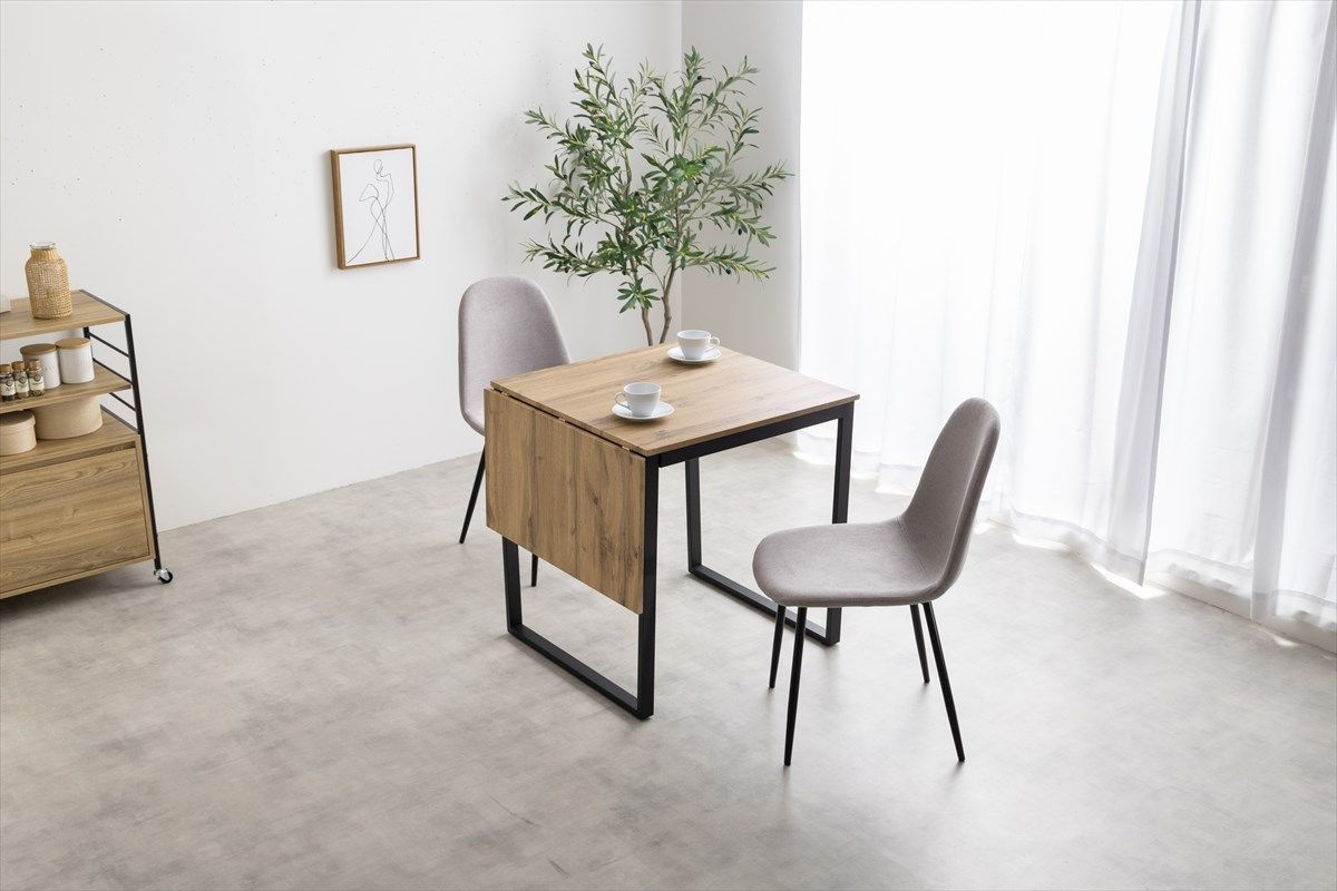 3点セット】Orca 伸縮式ダイニングテーブル+チェア2脚ブラウン