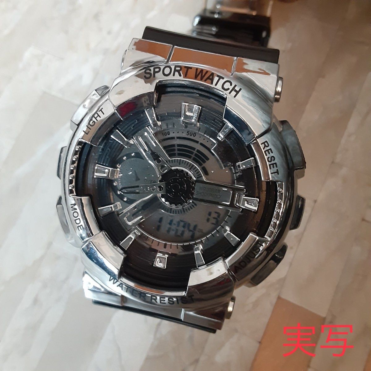 ⑧海外 ★アナログ✖️デジタル★ 腕時計デジタル 多機能 LED シルバー-6