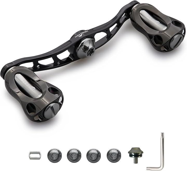 HEIGHTEN リール ハンドル 22mm ノブ搭載 シマノ SHIMANO ダイワ DAIWA アブ Abu 通用 ベイトリール Fan Series 867(ブラック＆ガンメタル, 90m'm)