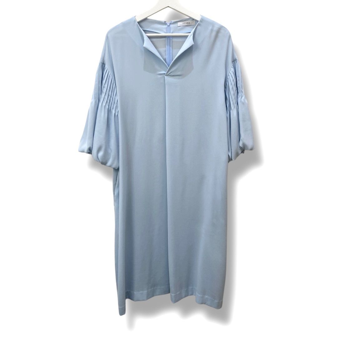 ADORE アドーア ポアリージョーゼットワンピース ドレス 36 ブルー 531-9140513 半袖 プリーツ レディース 夏 recollect有明ガーデン店 23 NO.00409T