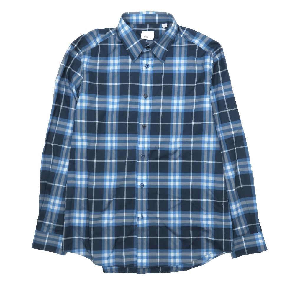 22SS BURBERRY バーバリー コットン チェック シャツ ブラウス カジュアル ロングスリーブ 8050360 ブルー L メンズ 古着
