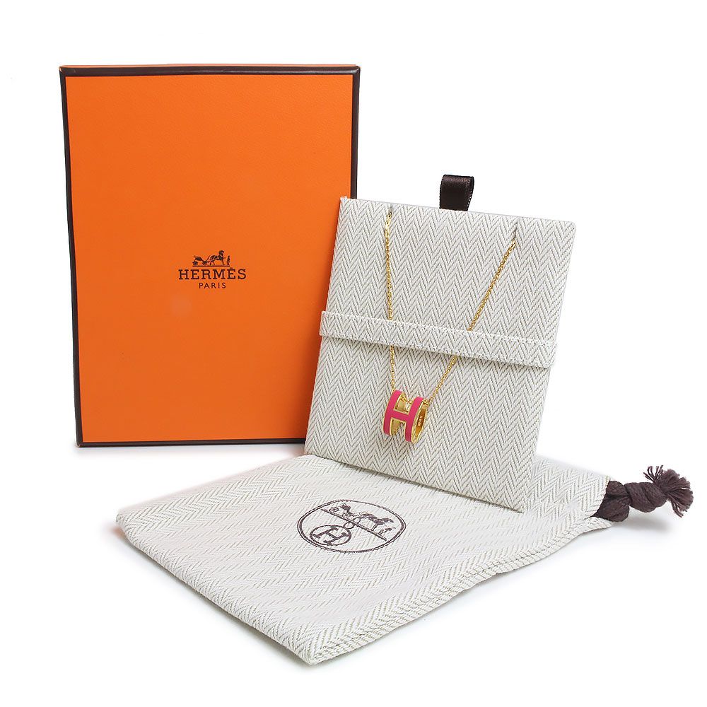 エルメス ポップ H ポップアッシュ ペンダント ネックレス ローズ エクストリーム ピンク ゴールド金具 箱付 HERMES（新品・未使用品） -  メルカリ