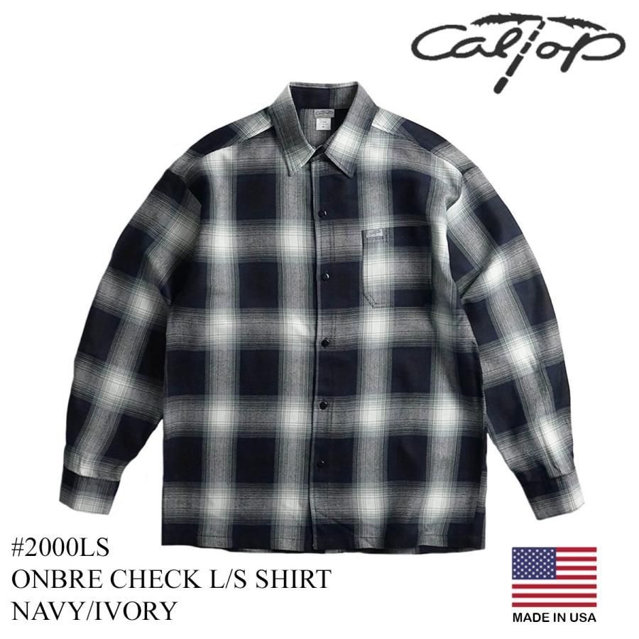 Caltop ブラック アイボリー オンブレチェック ネルシャツ 長袖 USA製 