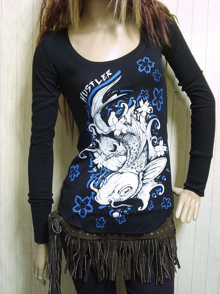 廃盤  鯉柄長袖Tシャツ ロンT レディース インポート 服 ロック 入手困難 レアアイテム/wot008 廃盤 鯉柄長袖Tシャツ ロンT レディース インポート 服 ロック