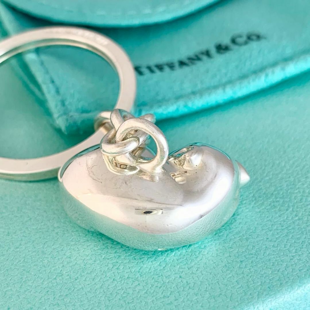 オールドティファニー 希少 眠り猫 ネコ キーリング キーホルダー SU2e