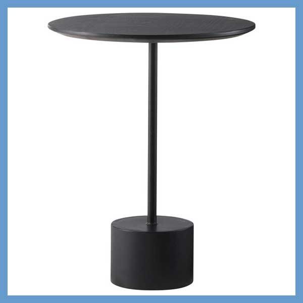 天然木 オーク化粧合板 とブラックアイアンレッグのサイドテーブル W40×D40×H50cm No.231 ブラック