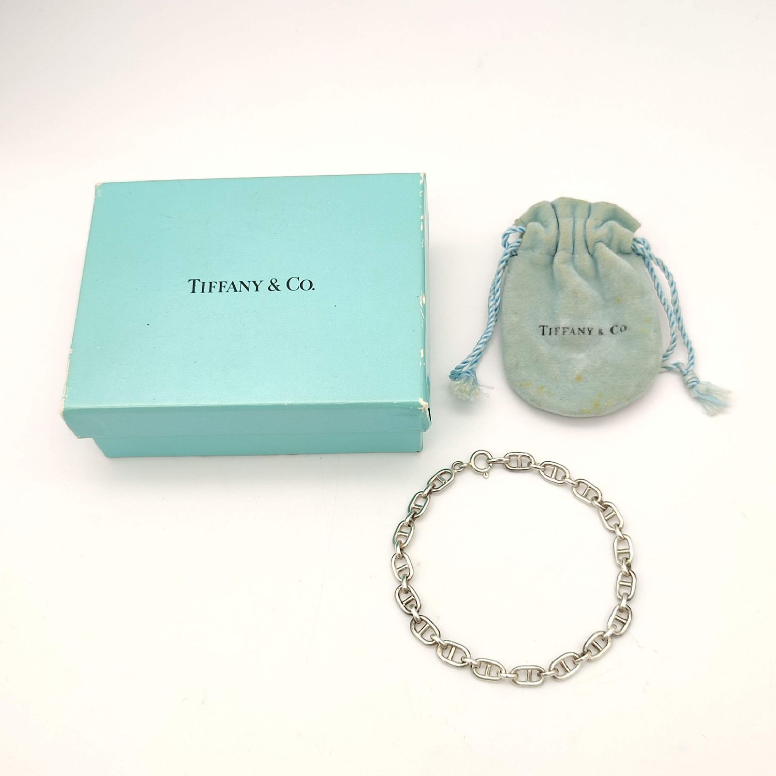 美品】Tiffany ティファニー アンカーチェーンブレスレット 美品】Tiffany ティファニー アンカーチェーンブレスレット