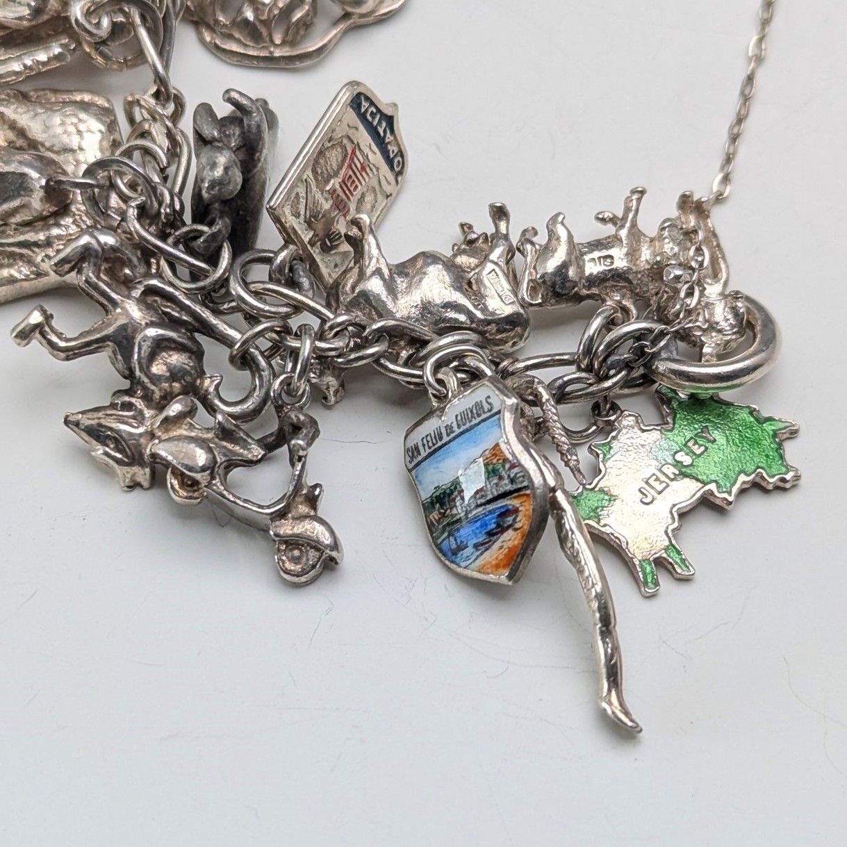 1970年代 英国ヴィンテージ 純銀製 チャームブレスレット 95g - メルカリ