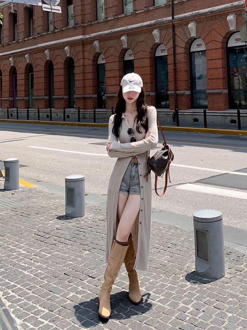 ♥ 春のお出かけVネックセクシーロングカーディガン 女子会デートに最適