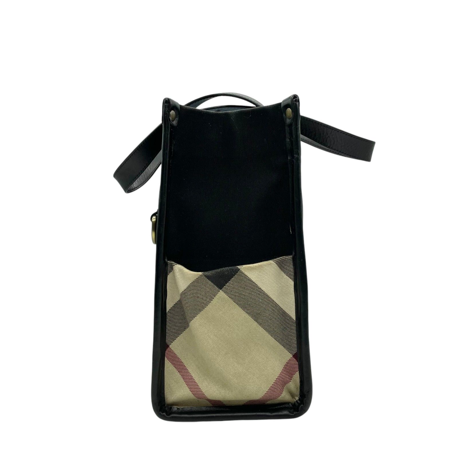 美品】 Burberry バーバリー トートバッグ ハンドバッグ 黒 ノバ 