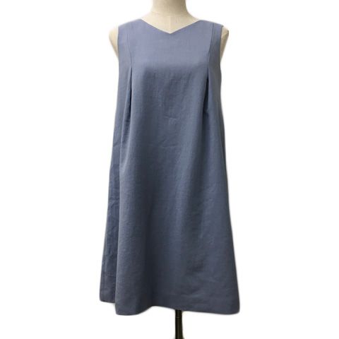 ジュエルチェンジズ Jewel Changes アローズ ワンピース Aライン ミニ Vネック タック ノースリーブ 水色 ライトブルー