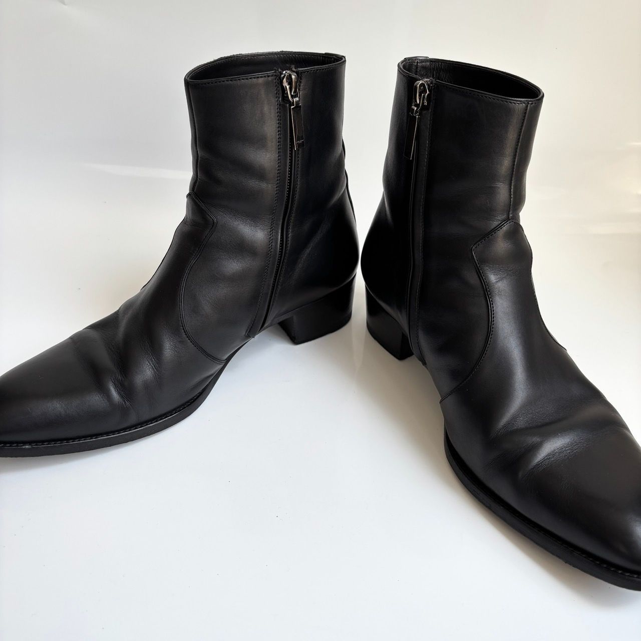 SAINT LAURENT 黒革ブーツ 43 美品 サンローランパリ SAINT LAURENT PARIS ワイアット saint