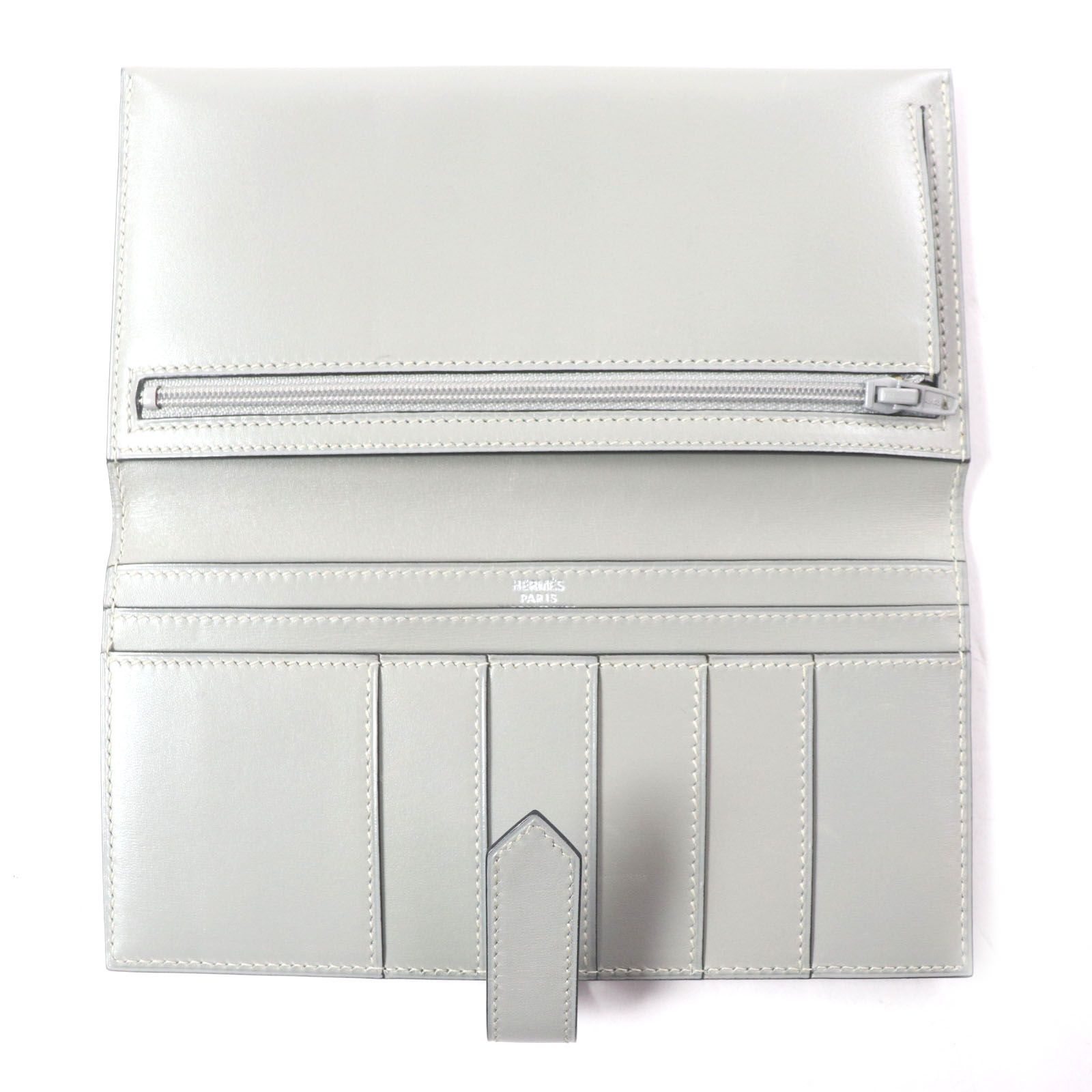 HERMES ベアン 長財布 ボックスカーフ シルバー金具