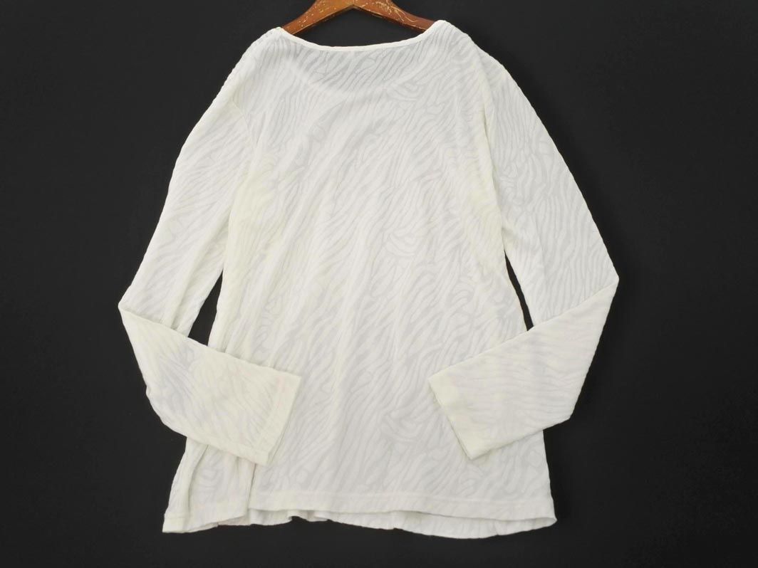 美品/クリッツィア EVEX by KRIZIA カットソー 表記 42号 L 11号 相当 白 ホワイト レディース 春 秋 トップス 長袖 綿100 コットン EVEX by KRIZIA エヴェックスバイクリツィア ゼブラ柄