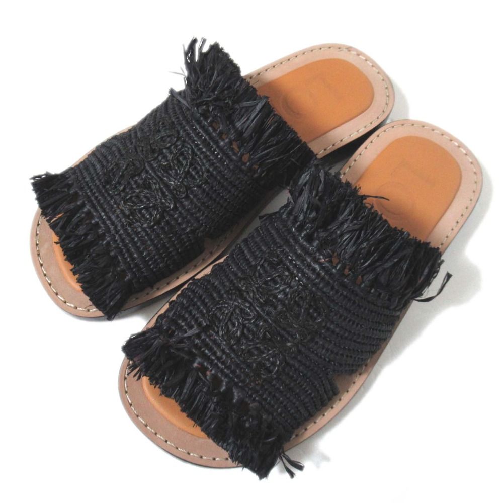 美品 LOEWE ロエベ RAFFIA MULE ラフィア ミュール フラット