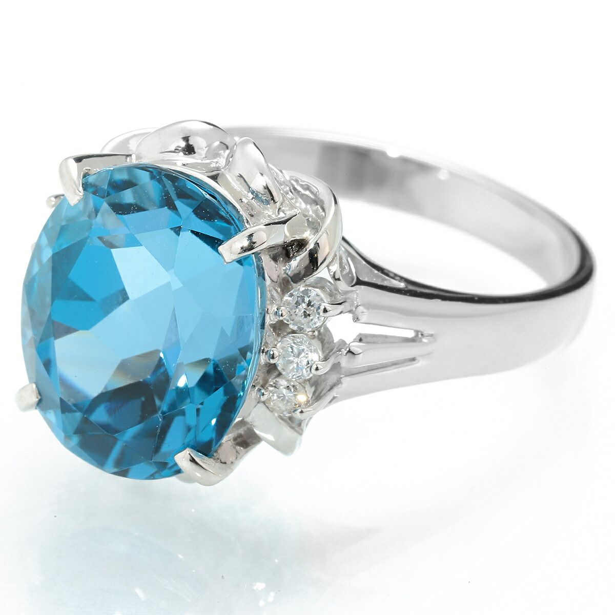 リング 指輪 ブルートパーズ 6.23ct ダイヤモンド Pt900 11号