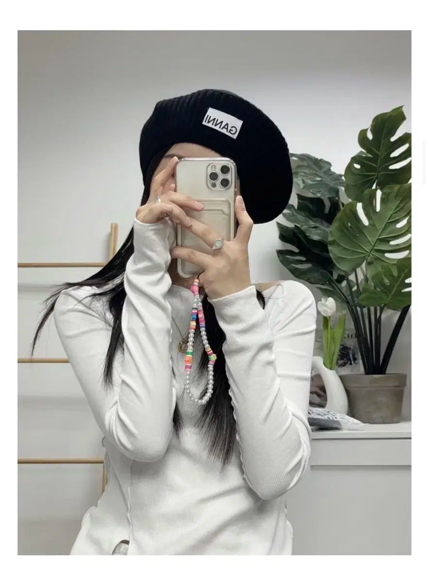 ガニー GANNI ロゴ リブ ニットキャップ ニット帽 ビーニー BLACK