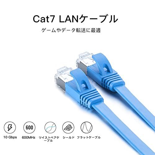 人気商品】2m_4.CAT7 5本 ブルー 10Gtek LANケーブル CAT7 ウルトラ