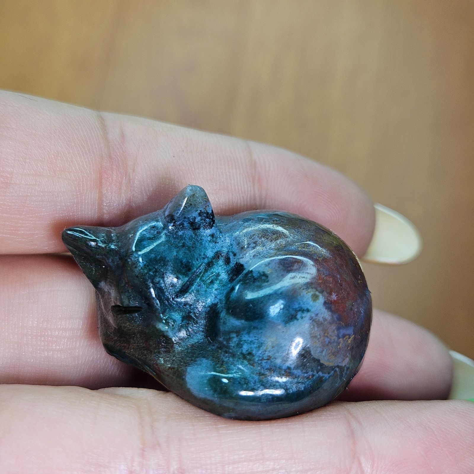 オーシャンジャスパー ネコ 置物 インテリア