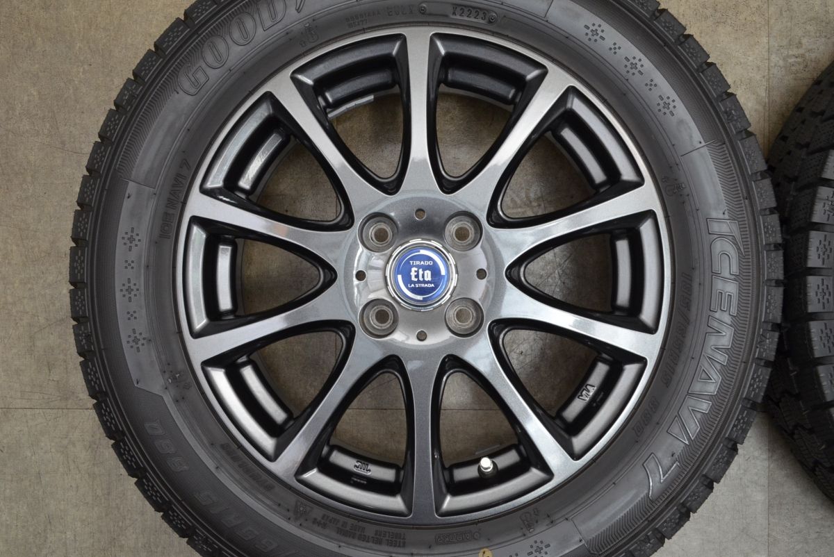 バリ溝 TIRADO Eto 15in 5.5J 43 PCD100 グッドイヤー アイスナビ7 185 65R15 フリード ノート MAZDA2 デミオ スタッドレス FFCRYSTALESIA_COM