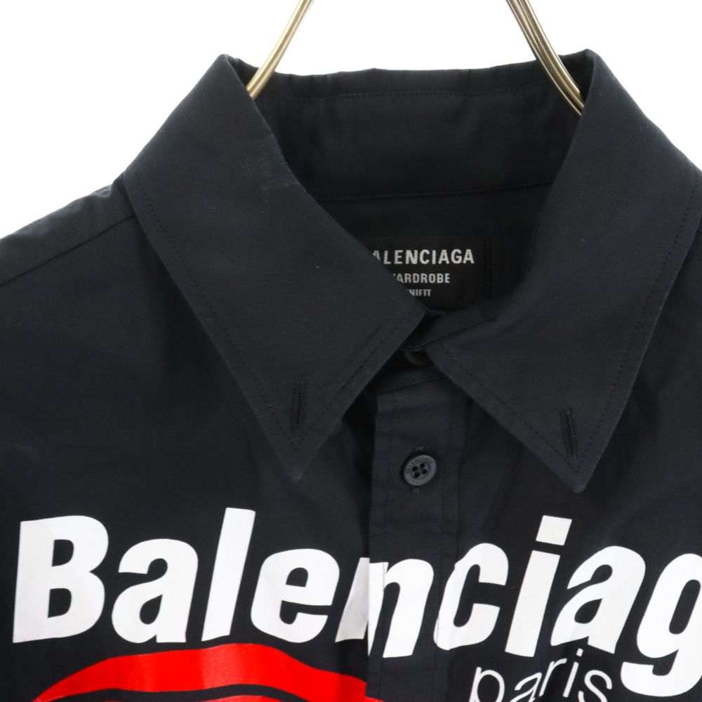 BALENCIAGA バレンシアガ 21AW Dry Cleaning Logo Shirt 664626 TEM16 ドライクリーニングロゴ長袖シャツ ブラック BALENCIAGA (バレンシアガ) 21AW Dry Cleaning Logo Shirt 664626
