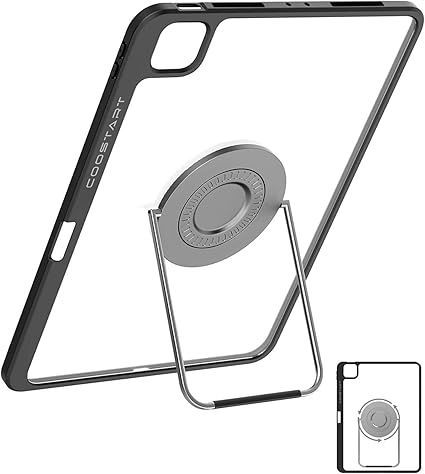 【在庫処分】iPad Air 13インチ M2 (2024) ケース iPad Pro 12.9インチ 第6/5/4/3世代 縦置き 360回転 横置き スタンド ペン収納 クリア 角度調整 軽量 柔らかいTPU 薄型 耐衝撃 透明 ブラック