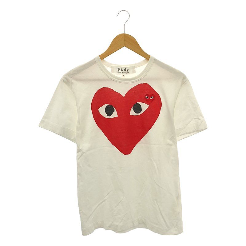 PLAY COMME des GARCONS / プレイコムデギャルソン | ハートロゴ ワッペン プリントTシャツ ユニセックス | M | ホワイト | メンズ