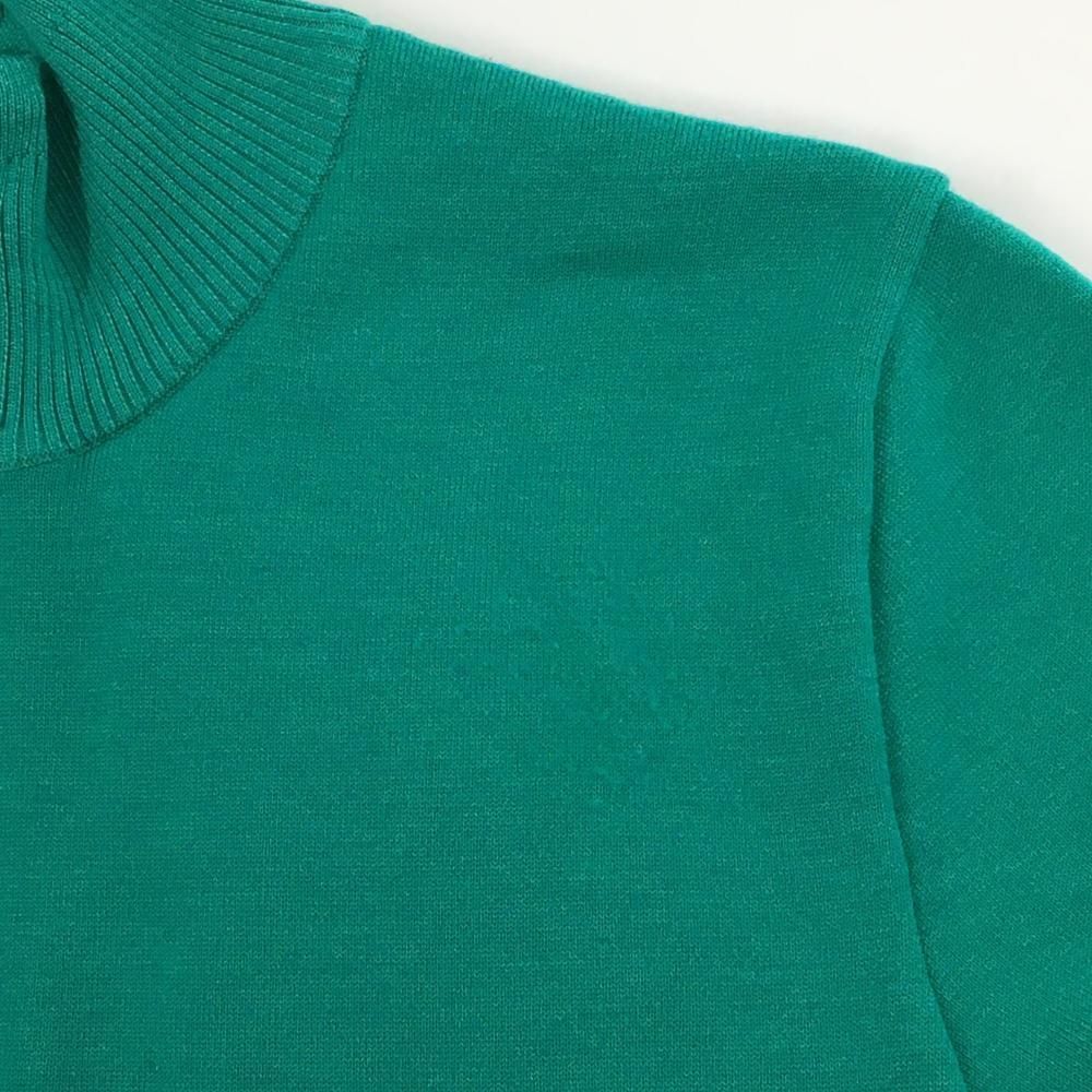 デサントゴルフ 中綿ニットジャケット グリーン×黒 裏地一部中綿 背面一部透かし編み ウール混 メンズ L ゴルフウェア DESCENTE WHITEMONARCHHOTEL_COM