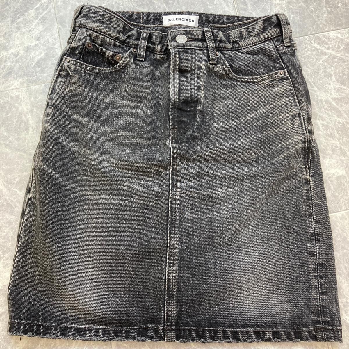 未使用品】 21SS BALENCIAGA （バレンシアガ） ｻｲﾄﾞｼﾞｯﾌﾟ ﾃﾞﾆﾑｽｶｰﾄ #34