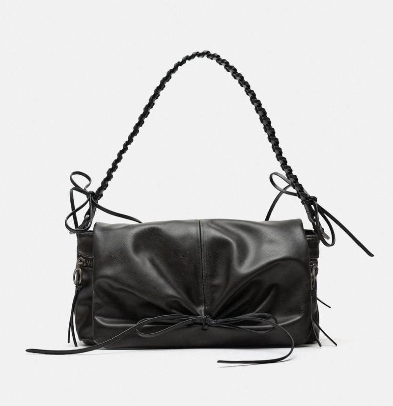 国内配送★ZARA★マキシリボンバッグ 2WAY マキシリボンバッグ - ブラック | ZARA Japan / 日本