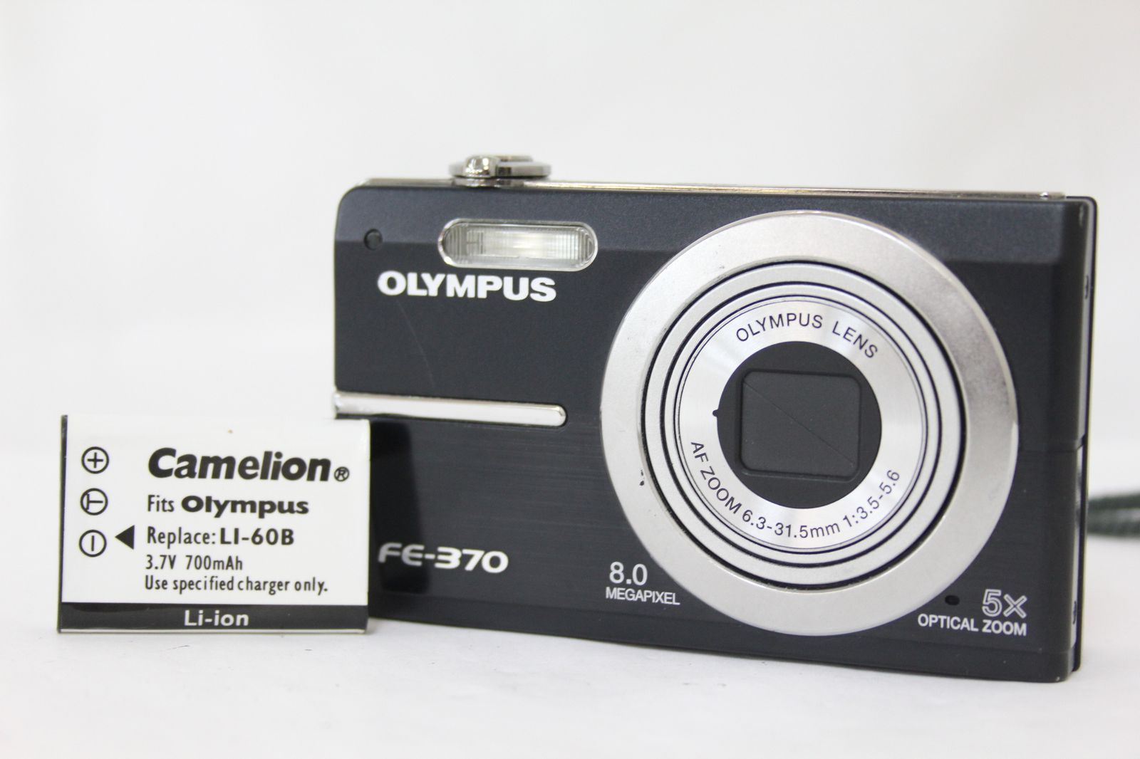 返品保証】 オリンパス Olympus FE-370 ブラック 5x バッテリー付き