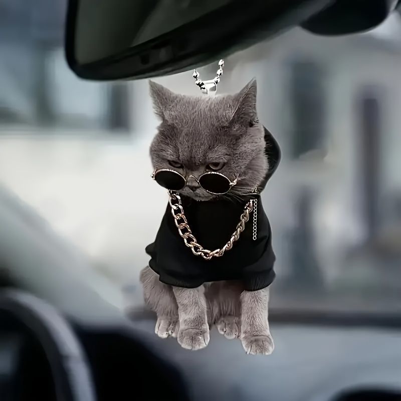 キーホルダー 黒猫 おしゃれ サングラス 2D アクリル 8cm きれい