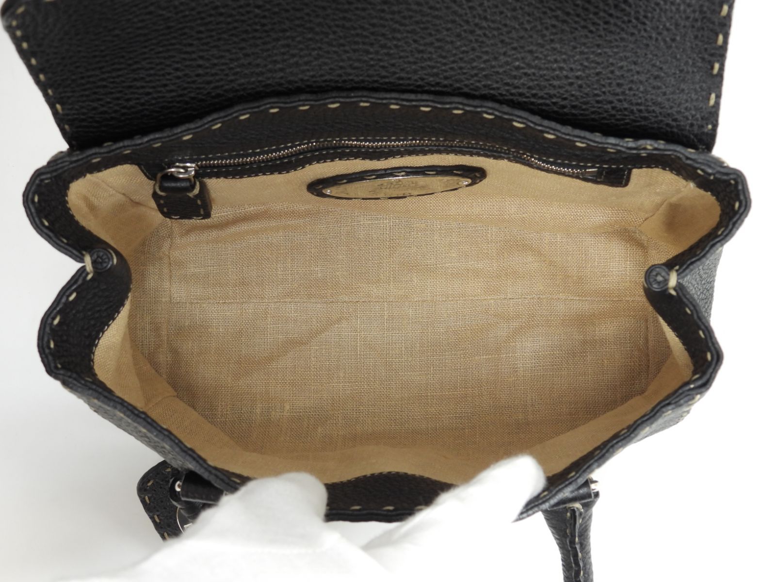 フェンディ ミニリンダ セレリアレザー 黒 シルバー金具 ハンドバッグ