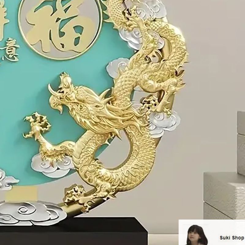 ドラゴン 龍 竜 鳳凰 鳥 樹脂 ブルー 青 置物 オブジェ 金龍