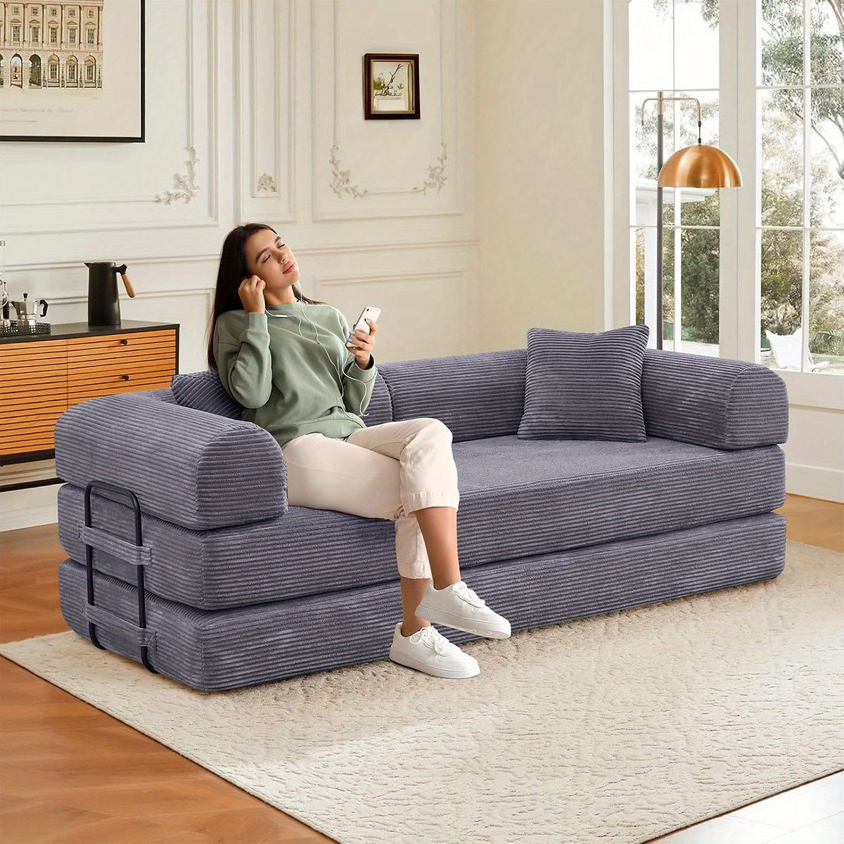 省スペース設計 コンバーチブルソファベッド