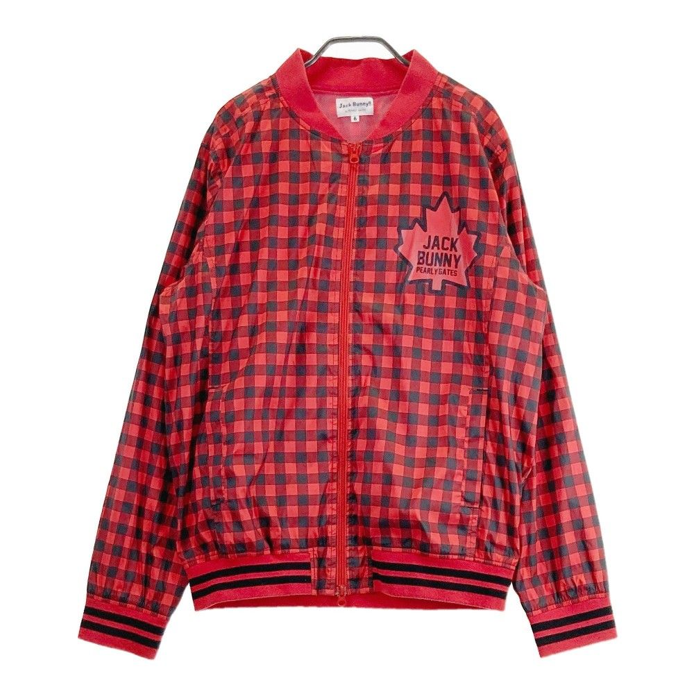 サイズ：6 JACK BUNNY ジャックバニー  裏メッシュ ジップジャケット チェック柄 レッド系 [240101448444] ゴルフウェア メンズ ストスト サイズ：6 JACK BUNNY ジャックバニー 裏メッシュ ジップ