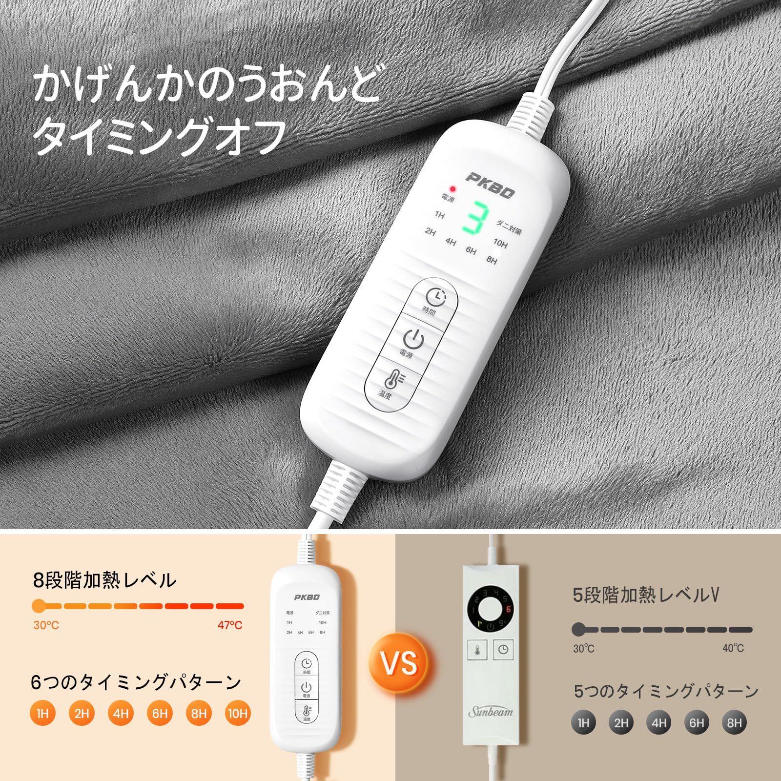 PKBD-2025フランネル電気毛布 160*130柔軟で快適な電気毛布タイマーオフ過熱保護安全家庭使用または贈り物に認証グレーを含む WWW_KANDAIZUMI_COM