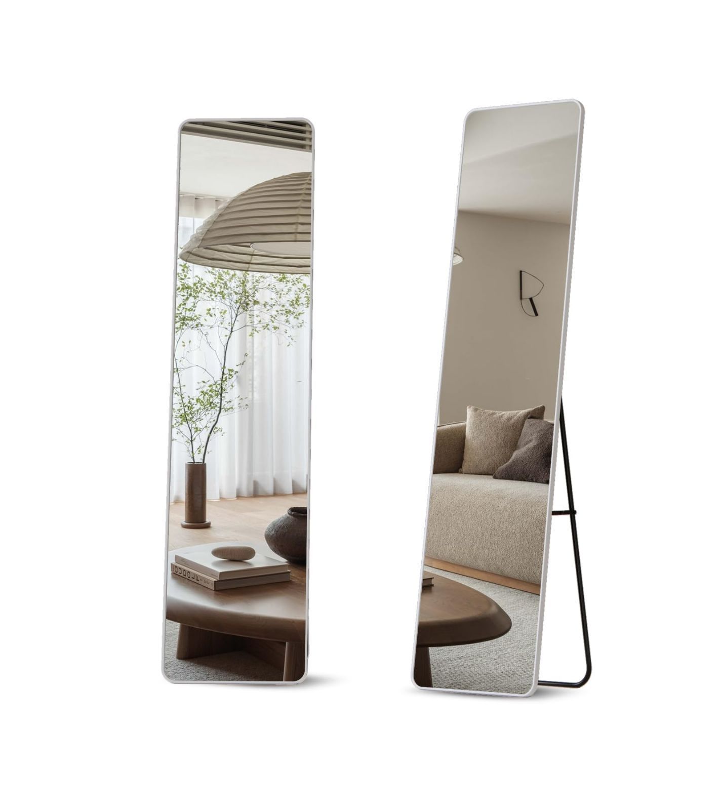 新着商品】幅36.5×高146cm 立て鏡 丸角スタンドミラー 壁掛け