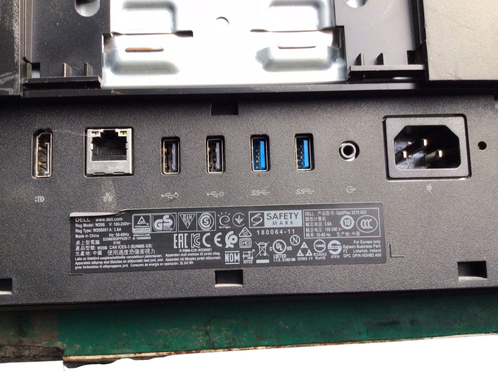 DELL OptiPlex 5270 AIO CPU CORE i3-8100 メモリ4096MB ストレージ無し番号E23 VETTDRUCK_DE