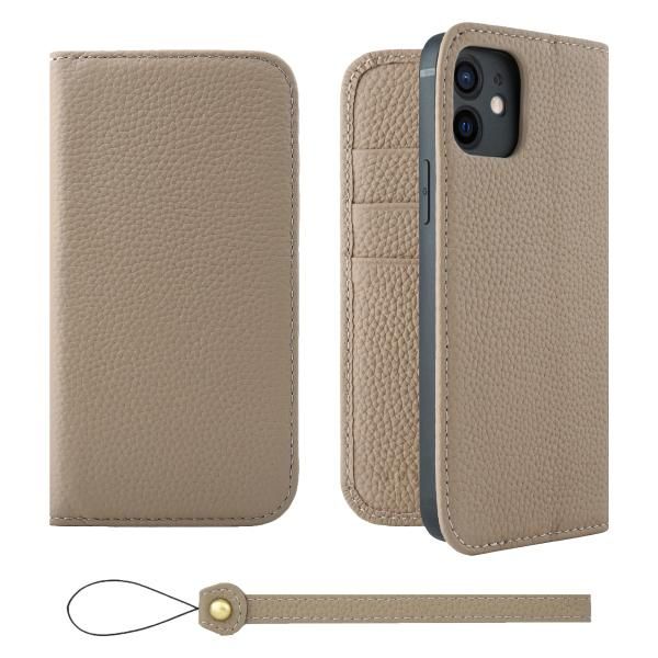 100%新品，高品質 [HANATORA] iPhone12 ケース 手帳型 本革 シュリンクカーフレザー スマホケース マグネットなし