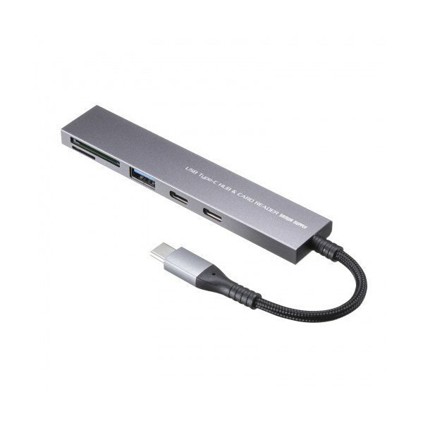 まとめ サンワサプライ USB 5Gbps 3ポート スリム ハブ カードリーダー付き Type-C接続 USB-3TCHC22MS 1個
