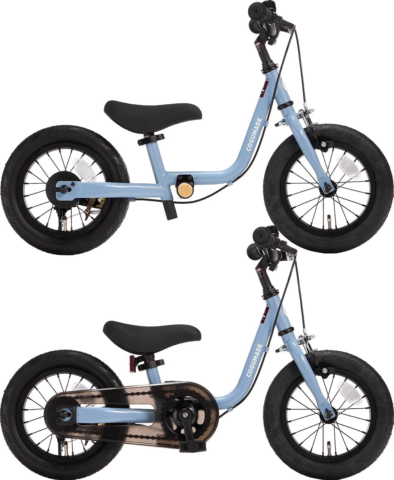 キックバイク 2歳 3歳 4歳 5歳 6歳 子供 自転車 ペダル後付け ペダルなし自転車 幼児 キッズバイク アッシュブルー COGUMADE BIKE こぐまでバイク
