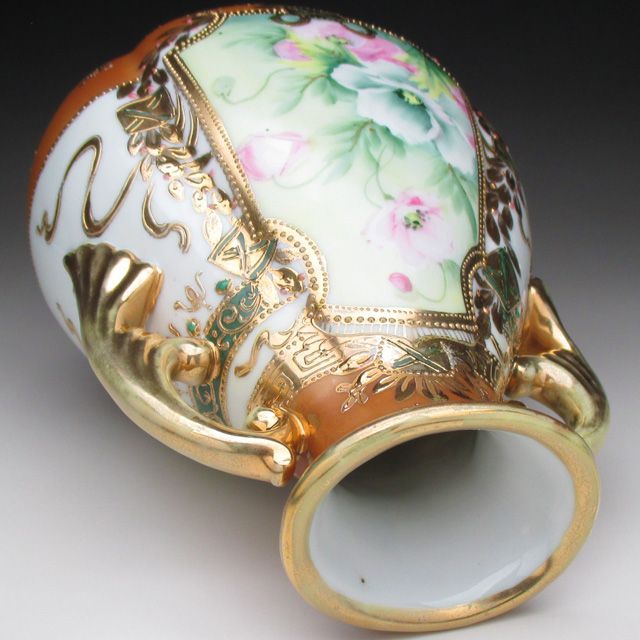 オールドノリタケ 茶地金盛りジュール芥子絵 花瓶 21cm - メルカリ