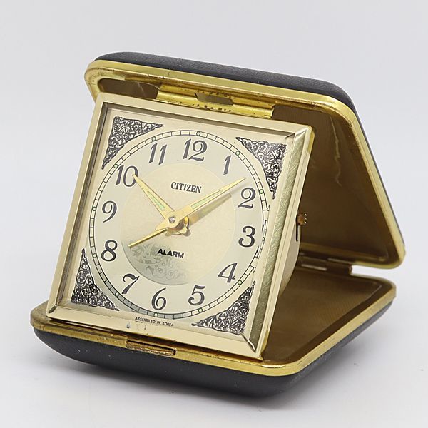 稼動 シチズン 手巻き アラーム ゴールド文字盤 トラベルクロック
