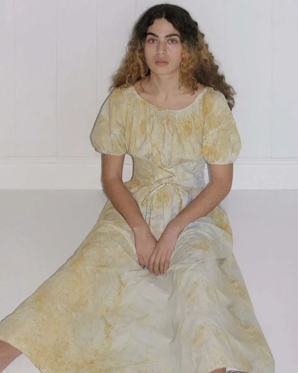 パロモール オーガニック ポプリン コットン コルセット ディテール パターン マキシ ワンピース xs