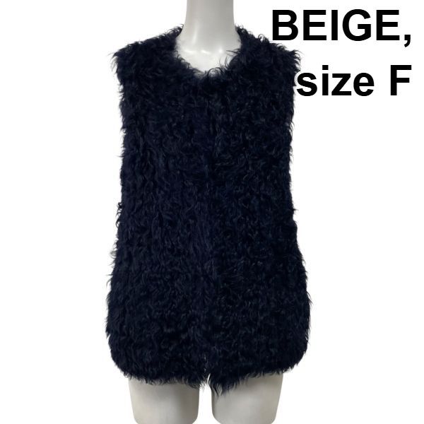 ◆ ベイジ BEIGE ラムファーベスト ファージレ ノースリーブ ミッドナイトパープル ラムファー サイズF レディース S5W120