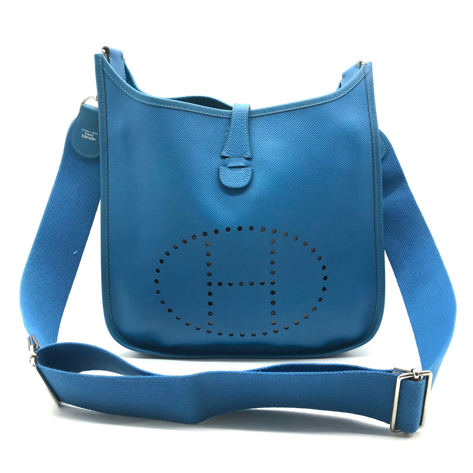 美品 HERMES エルメス エブリン 3PM エプソン ブルーイドラ P金具 シカクo刻印 ショルダー バッグ k671 HERMES エルメス エブリン 3PM エプソン ブルーイドラ P金具 シカクo