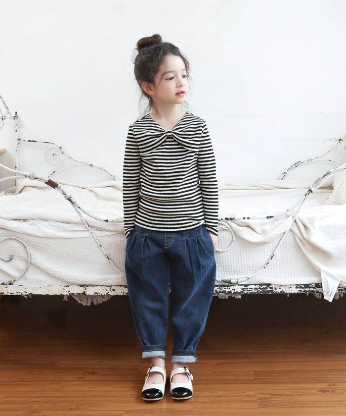☆ ブラック ☆ リウリボンボーダーTシャツ 女の子 キッズ 長袖 Tシャツ ロンT 53062202 長袖Tシャツ カットソー リボン ボーダー おしゃれ かわいい オシャレ 可愛い カジュアル 秋 冬 秋冬 こども 女子 小学生 トップス 子ども服 子供服
